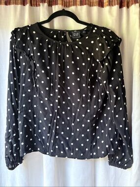 GAP Black Blouse with White Polka Dots